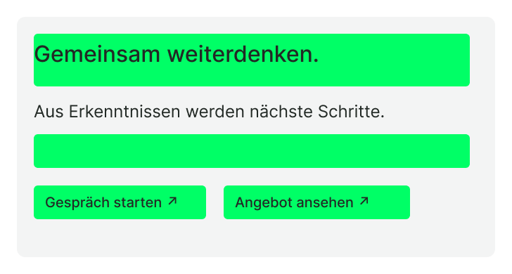 Falsch: Signal als Fläche hinter der Überschrift, als leerer Balken und auf beiden Aktionen.