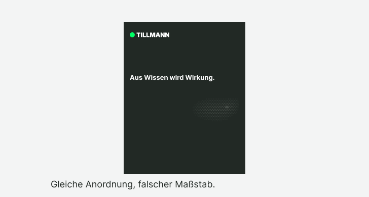 Falsch: das Layout unverändert ins Hochformat übernommen; die Schrift wird zu klein.