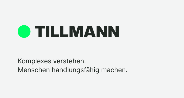 Richtig: vollständige TILLMANN-Marke auf Frost, darunter mit deutlichem Abstand ein zweizeiliger Satz.