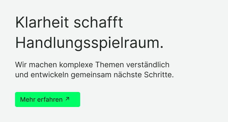 Richtig: Überschrift in Regular mit gemischter Schreibung, darunter Lesetext und eine Signal-Aktion.